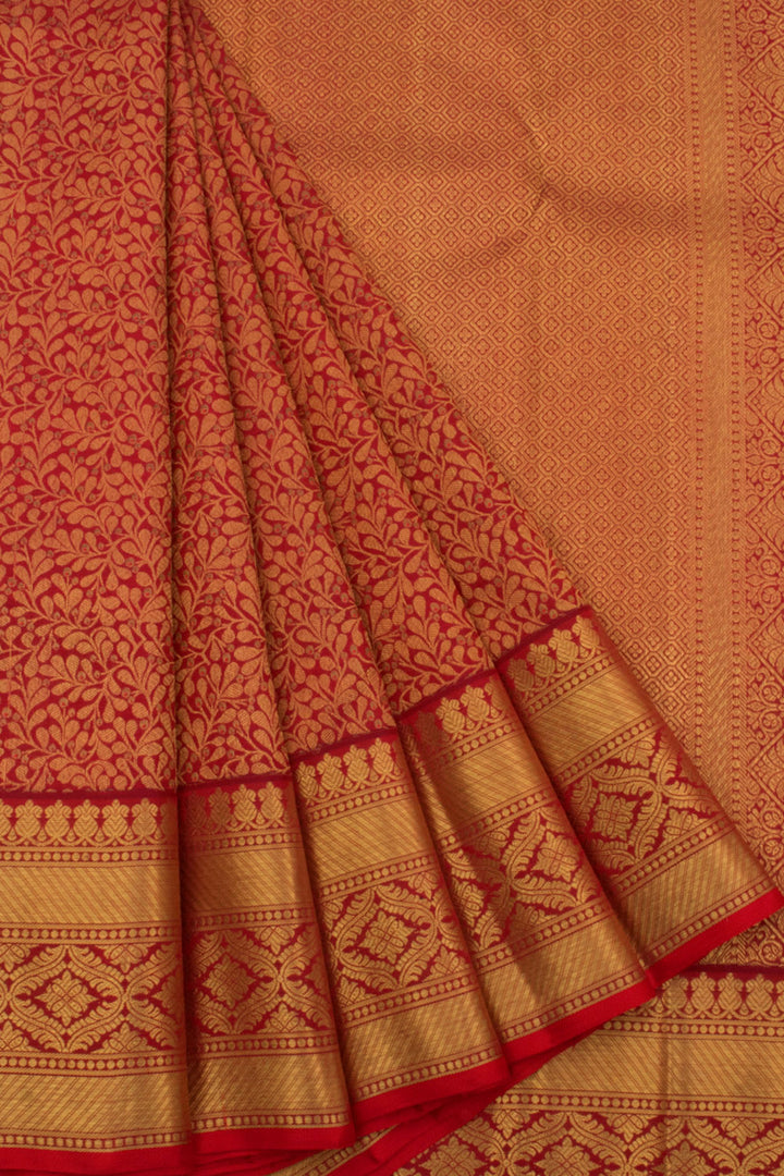 Handloom Pure Zari Bridal Jacquard Kanjivaram Silk Saree with Floral Design