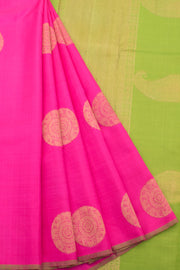 Handloom Pure Zari Borderless Kanjivaram Silk Saree with Peacock, Elephant, Chakram Motifs