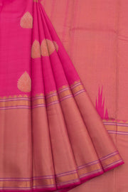 Handloom Pure Zari Kanjivaram Silk Saree with Meenakari Peacock Motifs and Diamond Border