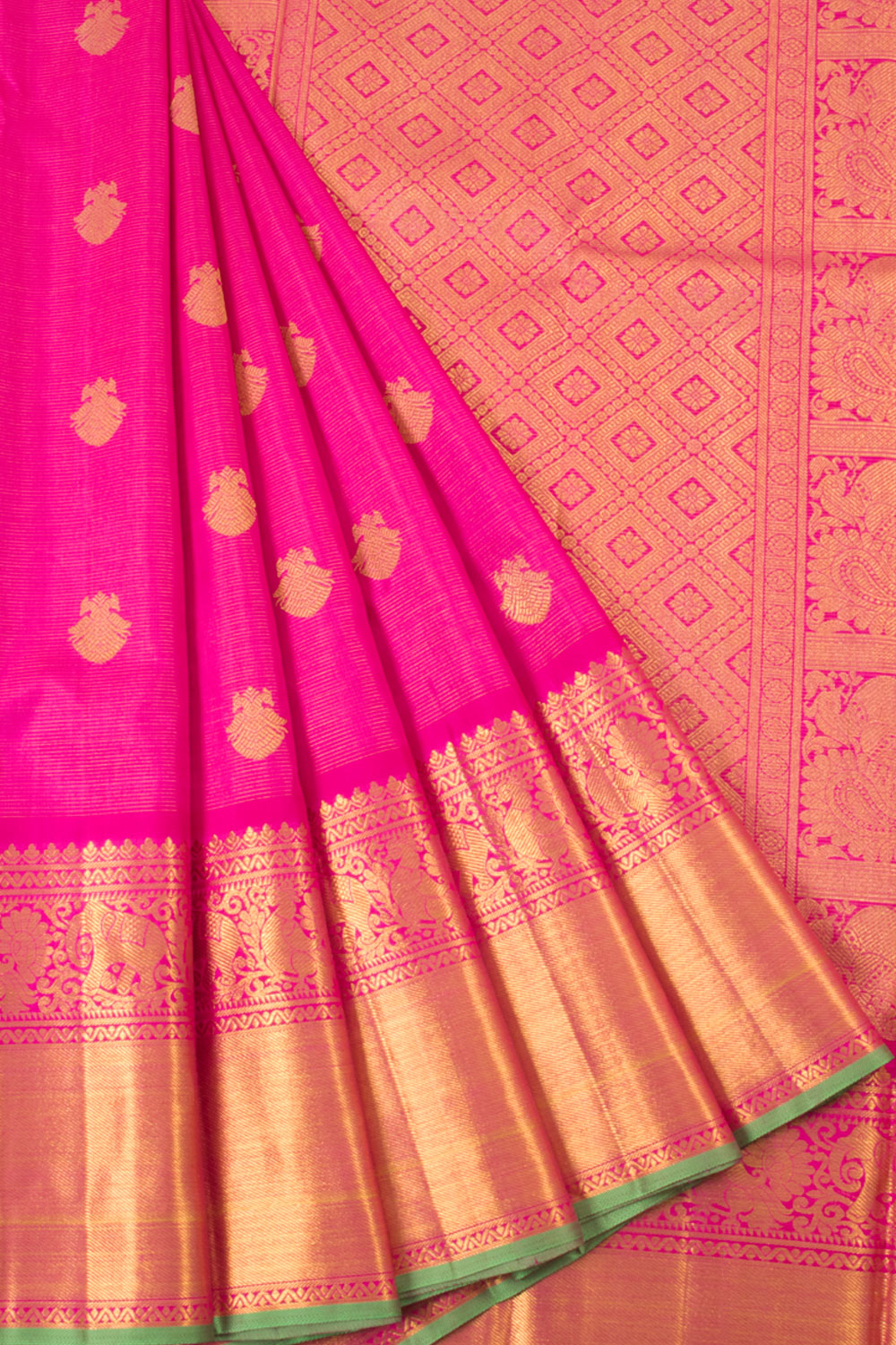 Bright Pink Vaira Oosi Kanjivaram Silk Saree 10060008