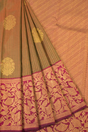 Maandhulir Pachai Green Pure Zari Korvai Kanjivaram Silk Saree 10060019