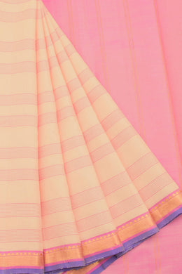 Pastel Cream Handloom Pure Zari Kanjivaram Silk Saree 10060061