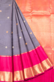Cool Grey Handloom Pure Zari Korvai Kanjivaram Silk Saree 10060077