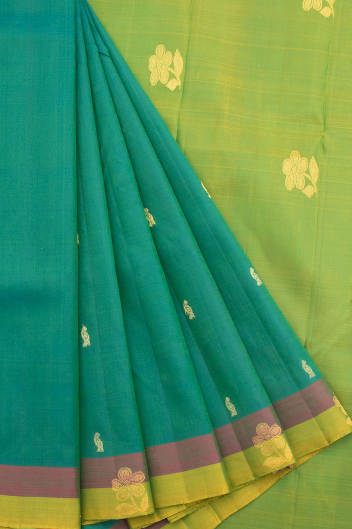 Shamrock Green Handloom Pure Zari Kanjivaram Silk Saree 10060091