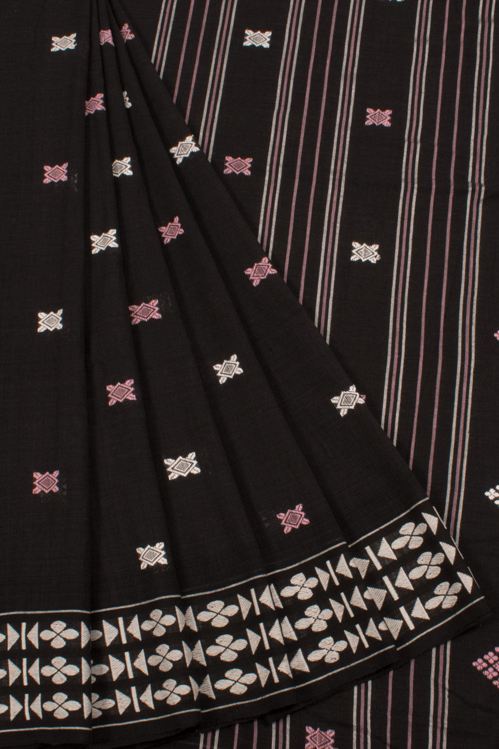 Handloom Bengal Cotton Saree with Geometric Design