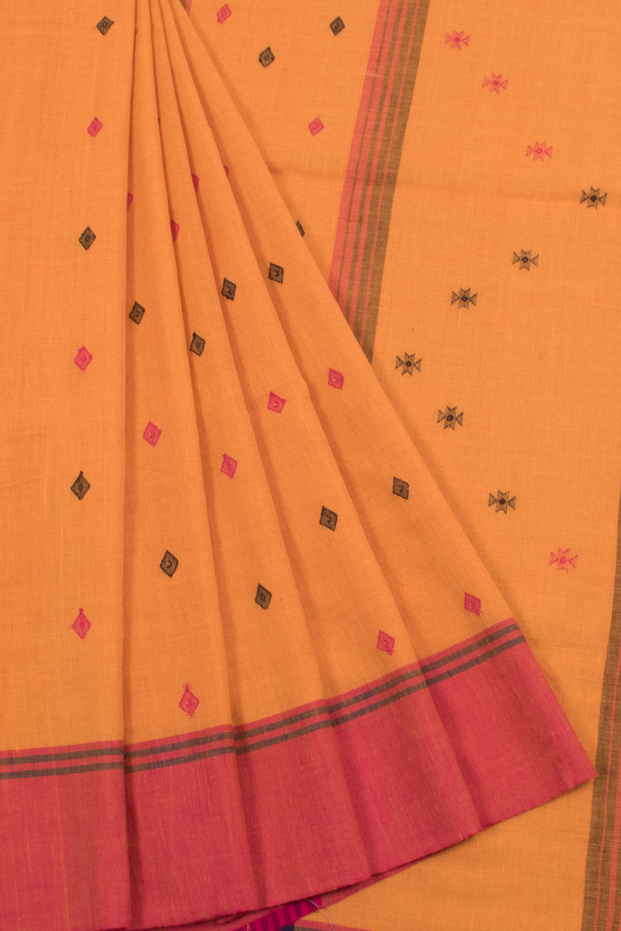 Handloom Bengal Cotton Saree with Diamond Motifs