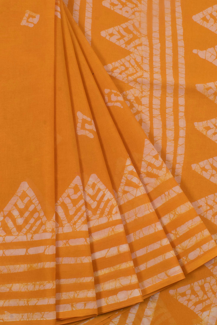 Batik Printed Cotton Saree with Geometric Motifs