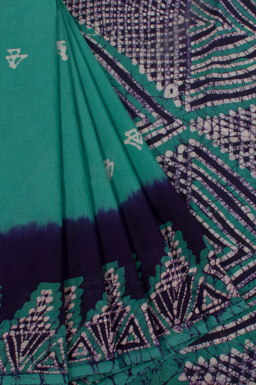 Batik Printed Cotton Saree with Geometric Motifs