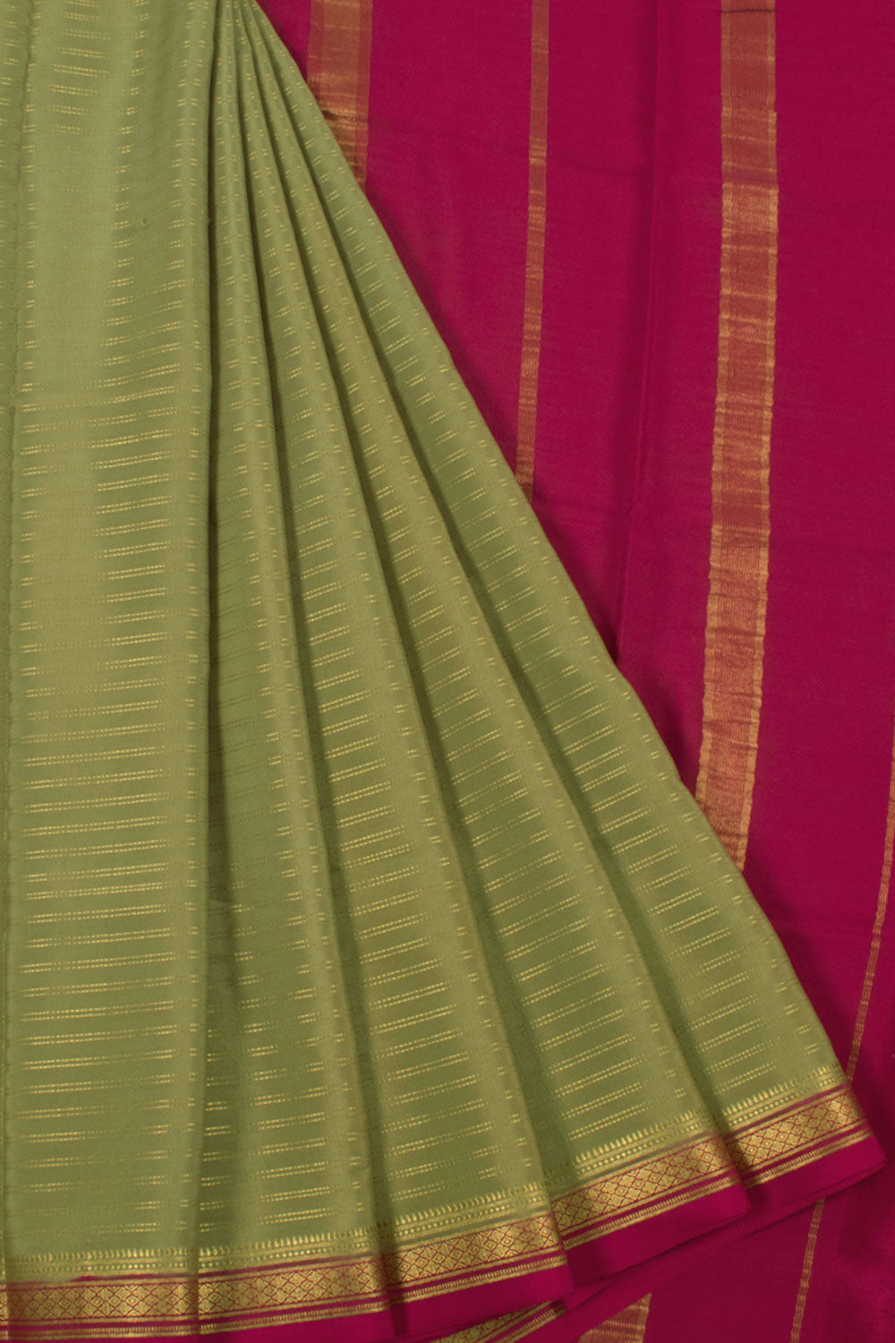 Mehendi Green Mysore Crepe Silk Saree 10059435