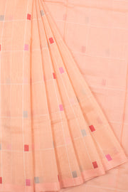 Handwoven Chanderi Silk Cotton Saree with Check Design 