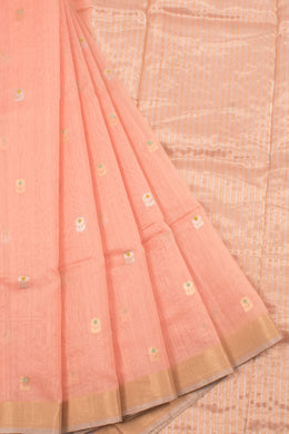 Handwoven Chanderi Silk Cotton Saree with Floral Motifs