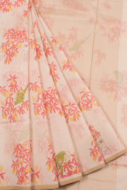 Hand Printed Chanderi Silk Cotton Saree with Parrot and Animal Motifs 