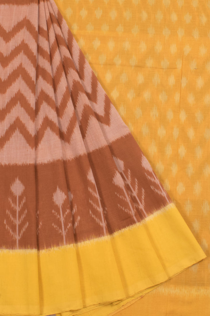 Handloom Pochampally Ikat Cotton Saree with Zigzag Design