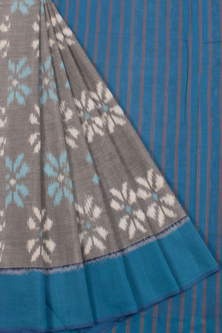 Handloom Pochampally Ikat Cotton Saree with Floral Design