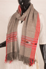 Handloom Woolen Stole with Contrast Kullu Border