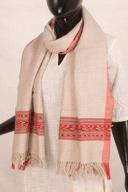 Handloom Woolen Stole with Contrast Kullu Border 