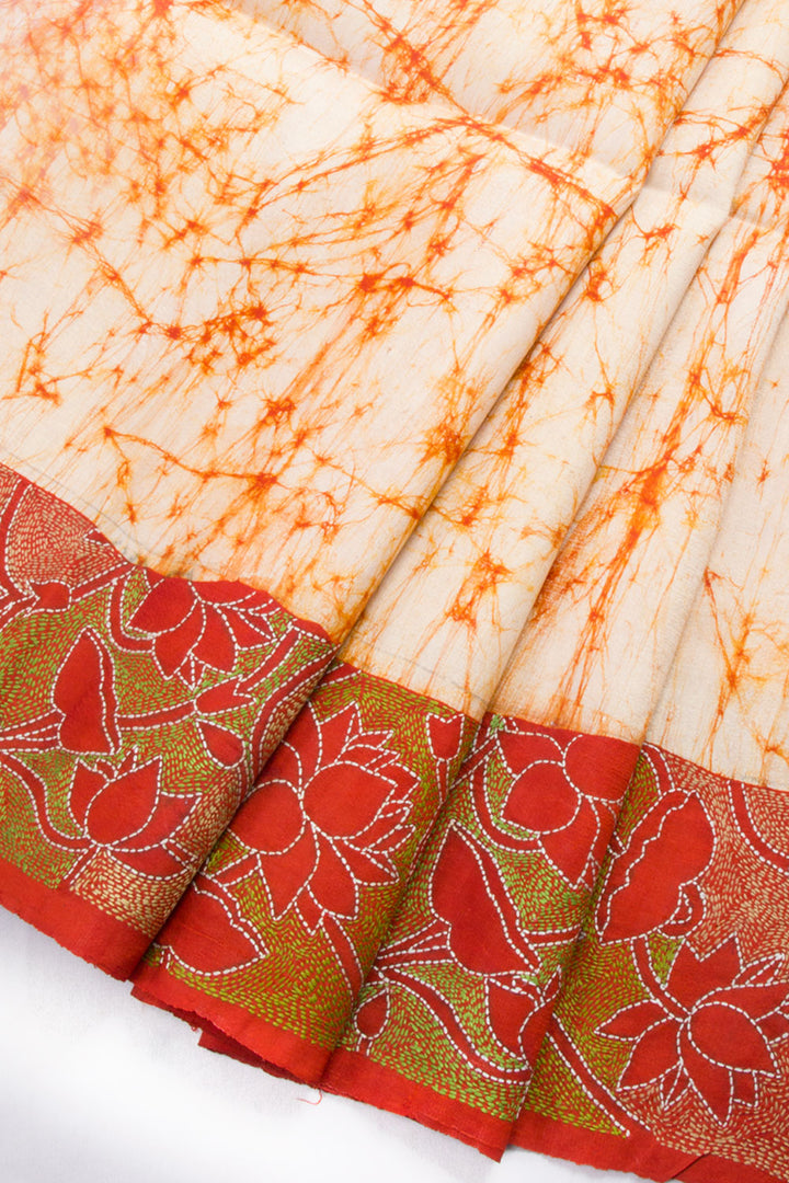 Batik Printed Kantha Embroidered Silk Blouse Material 10061887