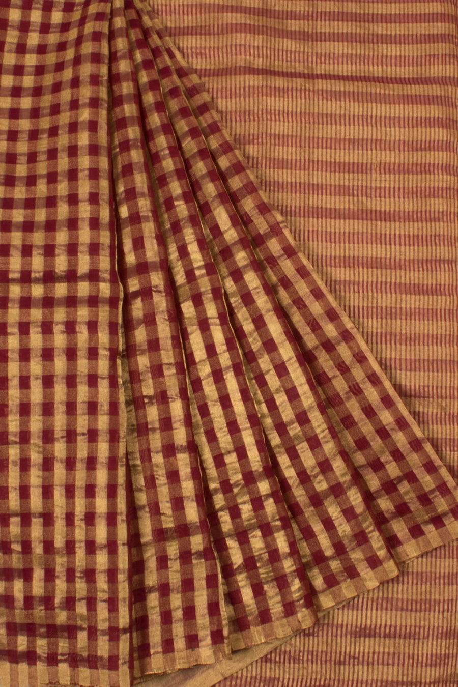Handloom Chanderi Tissue Silk Saree with Checks Design