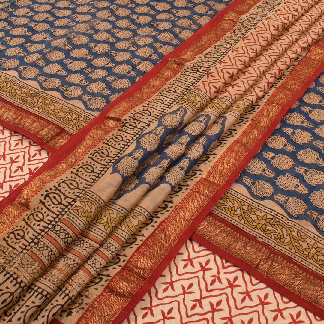 Hand Block Printed Silk Cotton Salwar Suit Material 10055041