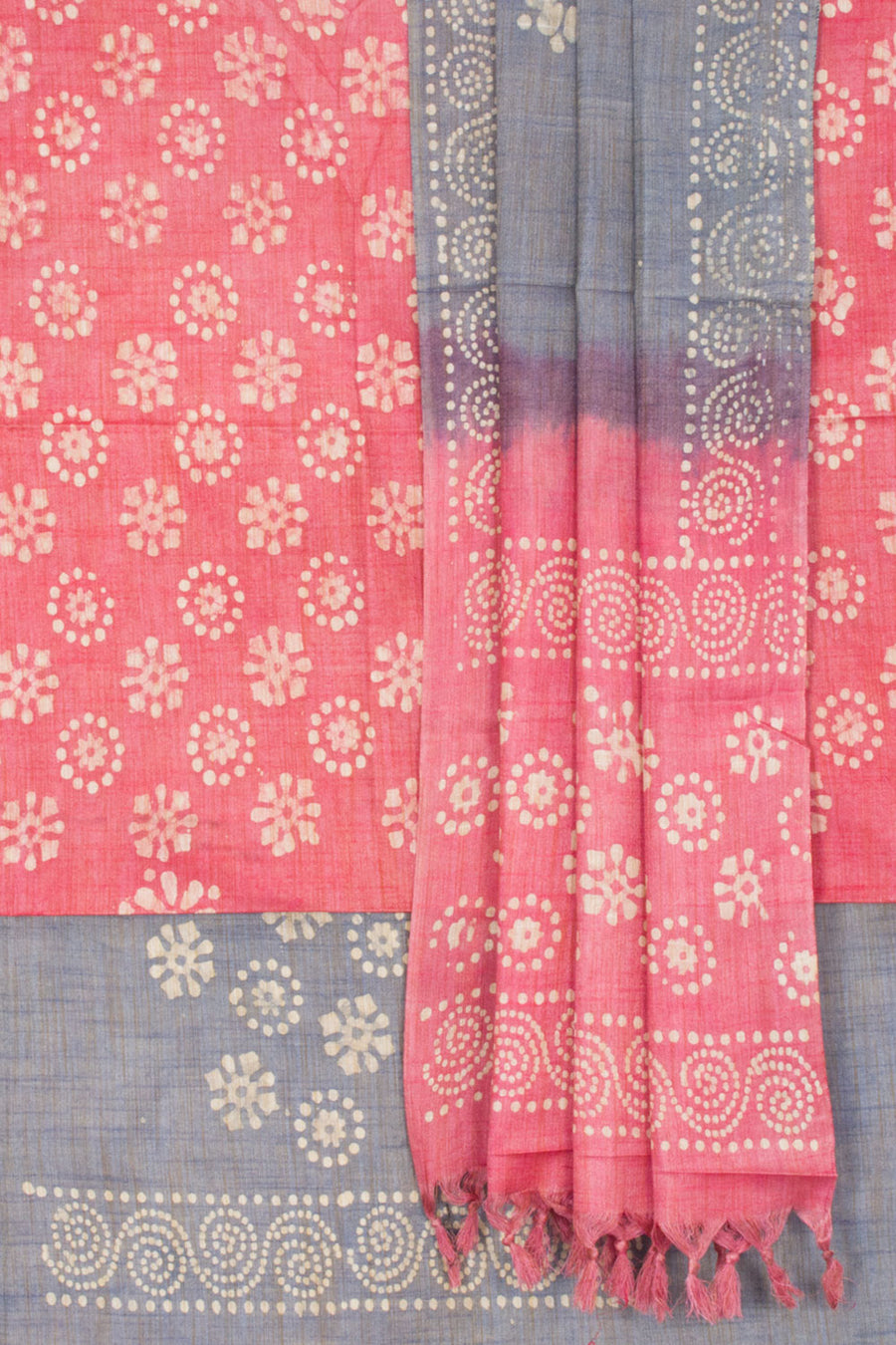 Red Batik Printed Linen Cotton Salwar Suit Material 