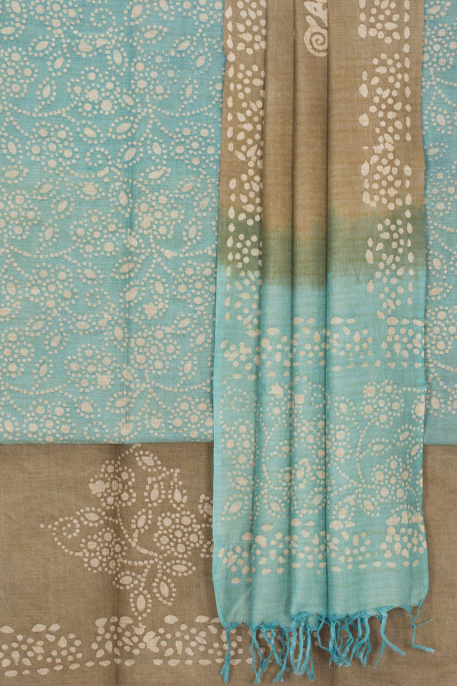 Sky Blue Batik Printed Linen Cotton Salwar Suit Material