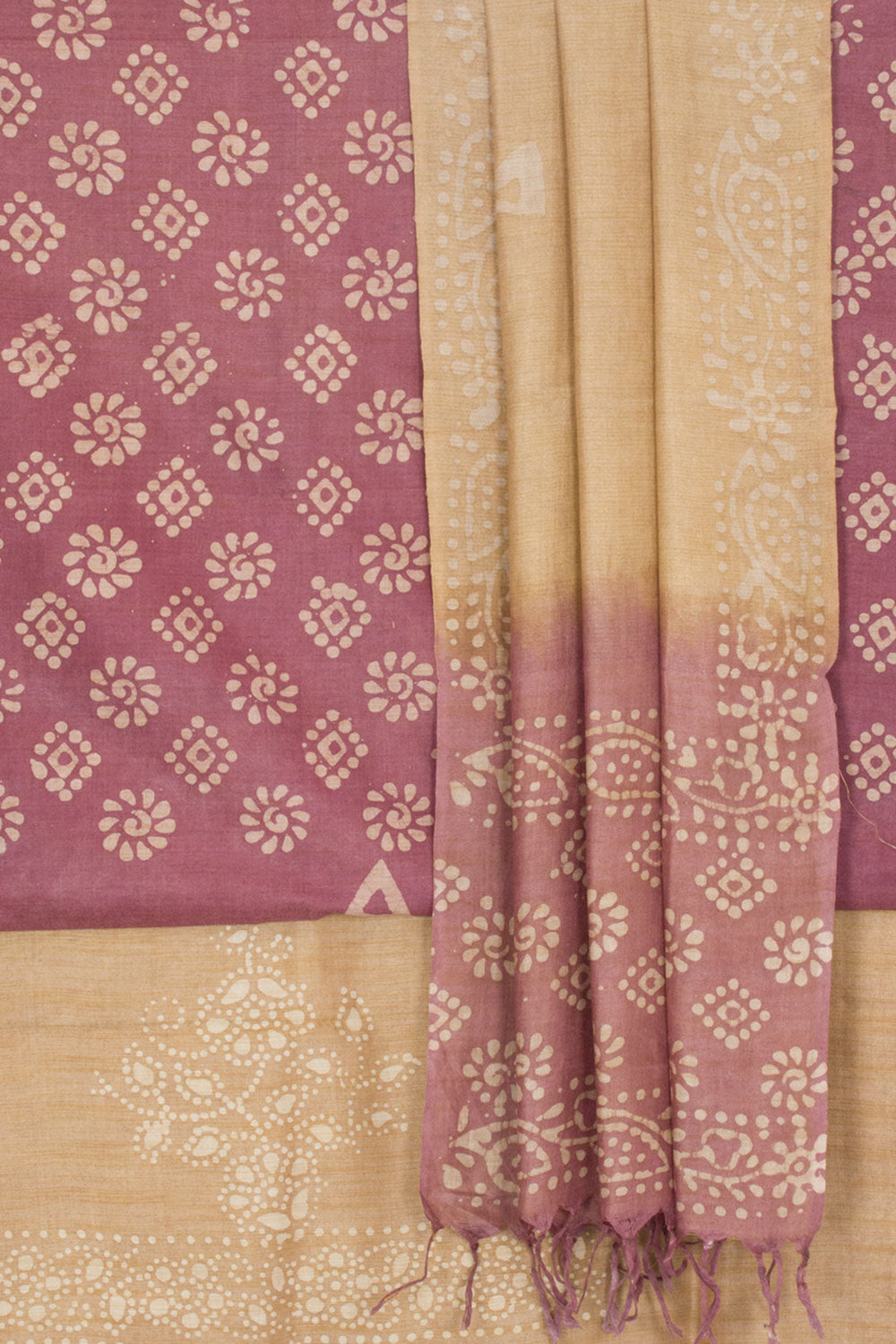 Pink Batik Printed Linen Cotton Salwar Suit Material