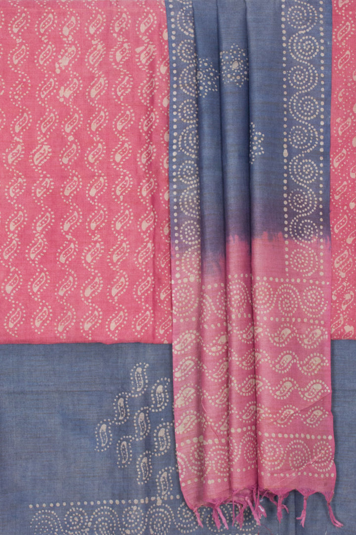 Pink Batik Printed Linen Cotton Salwar Suit Material 