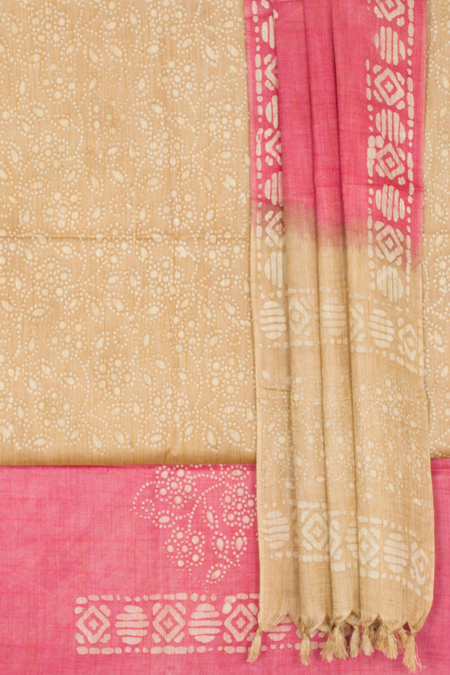 Brown Batik Printed Linen Cotton Salwar Suit Material