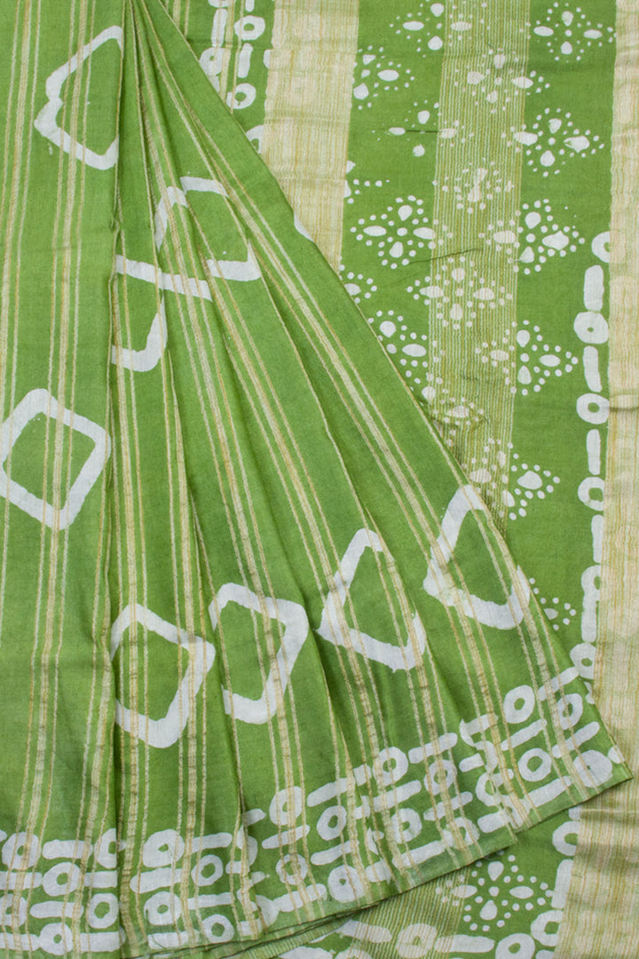Batik Printed Linen Cotton Saree With Floral Designs 