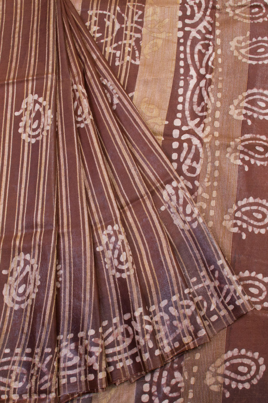 Batik Printed Linen Cotton Saree With Floral Designs