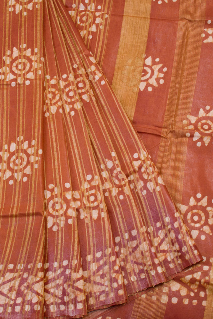 atik Printed Linen Cotton Saree with Floral Designs 