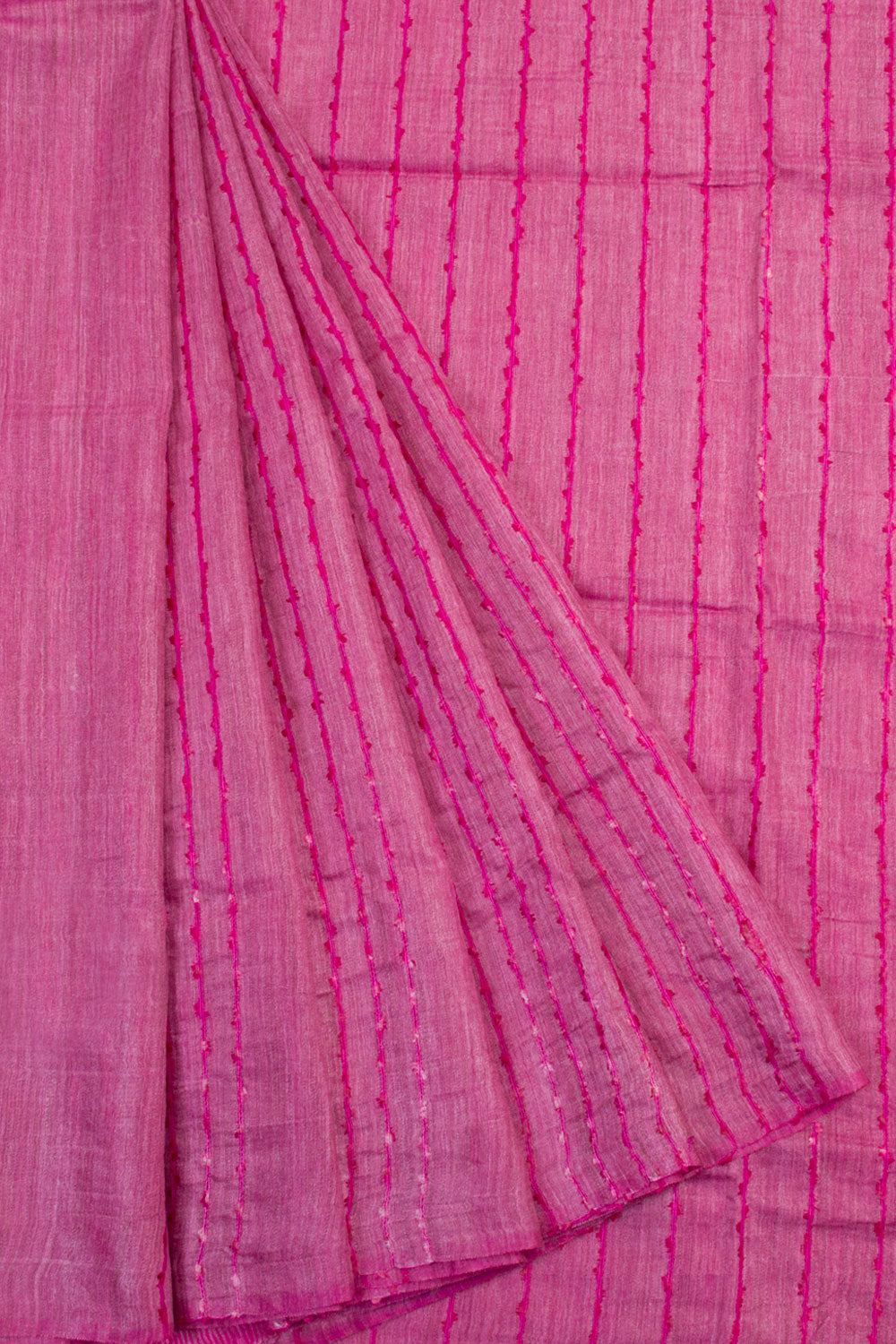 Handloom Bamboo Tussar Silk Saree with Geecha Stripes 
