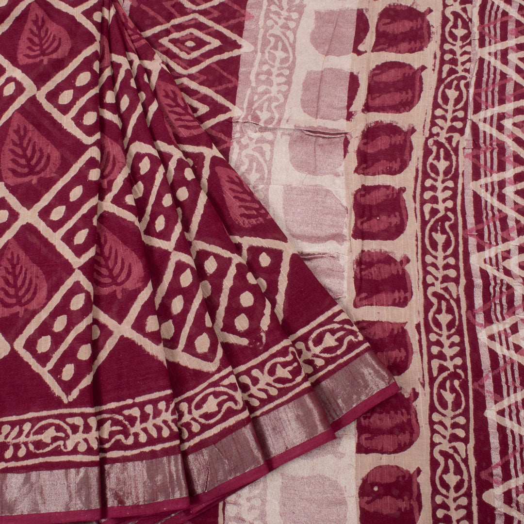 Dabu Printed Linen Cotton Saree 10053651