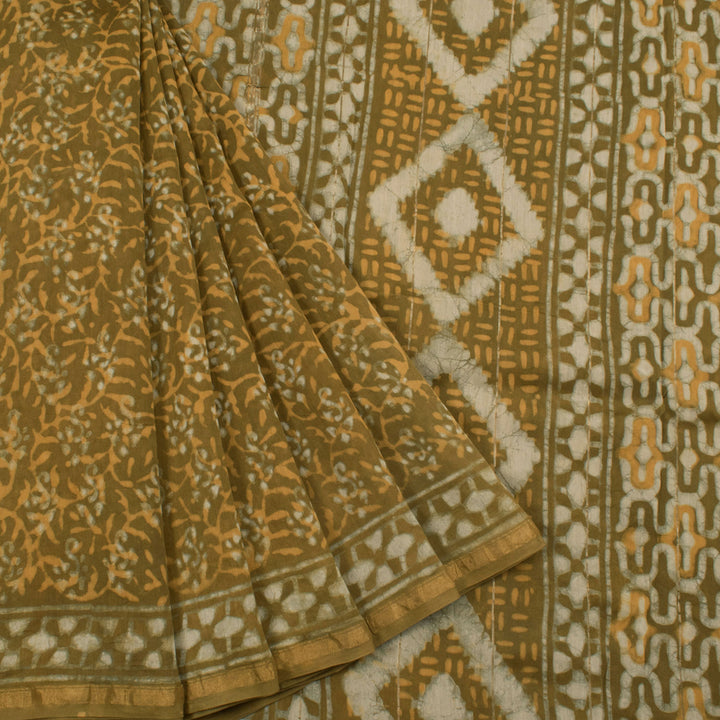 Dabu Printed Chanderi Silk Cotton Saree 10055982