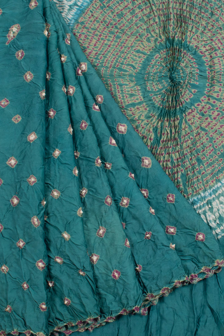 Handcrafted Bandhani Modal Silk Saree with Geometric Design Pallu 