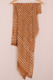 Bagru Printed Chiffon Dupatta with Zigzag Design