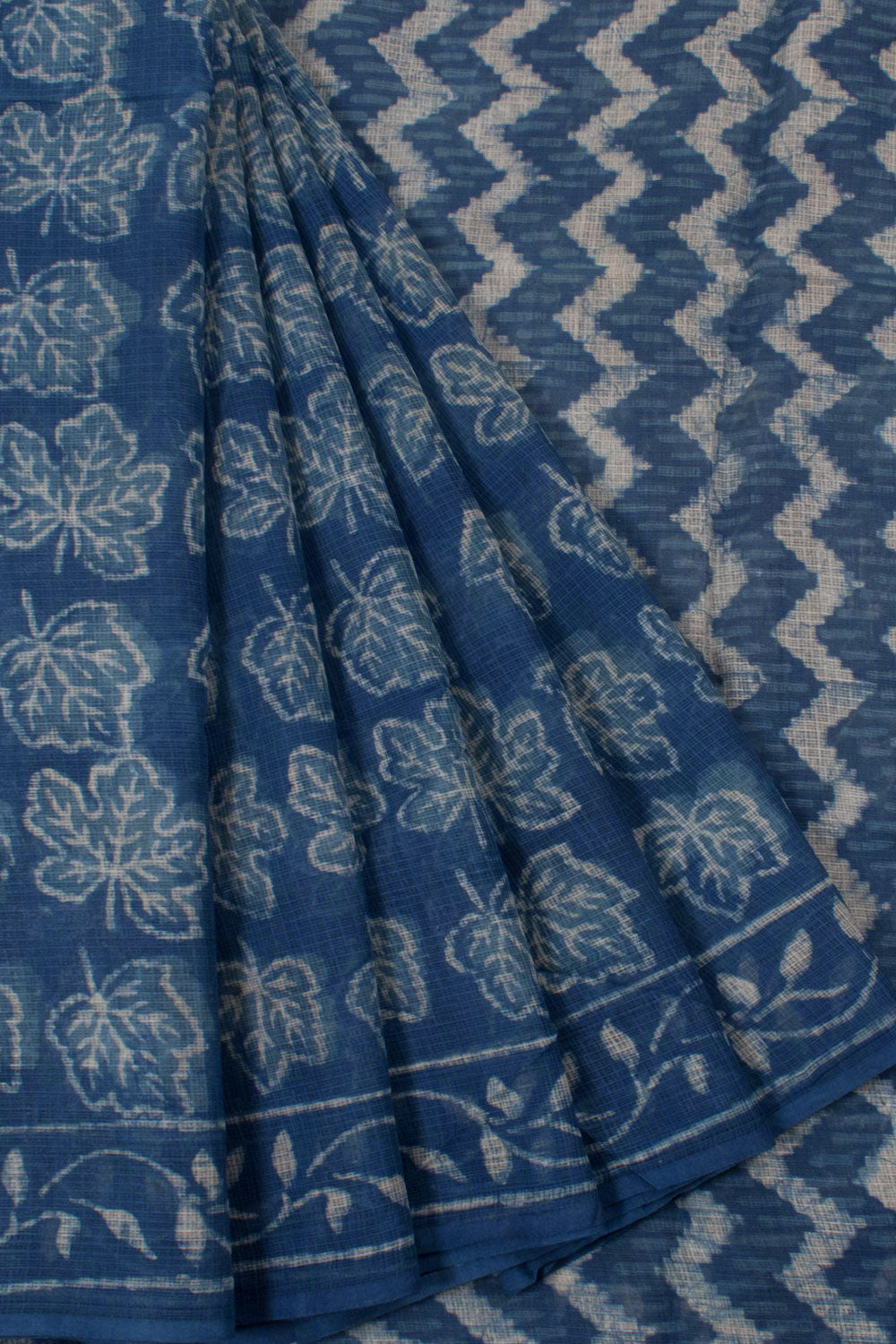 Dabu Printed Chanderi Kota Cotton Saree with Floral Design 
