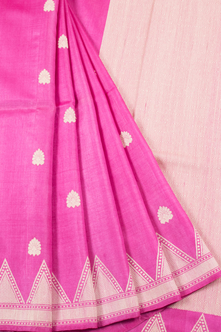 Rose Pink Chhattisgarh Tussar Silk Saree 10059703