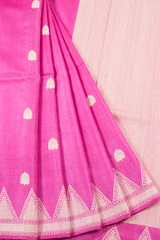 Rose Pink Chhattisgarh Tussar Silk Saree 10059703