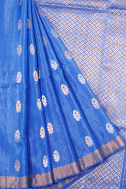 Azure Blue Chhattisgarh Tussar Silk Saree 10059704