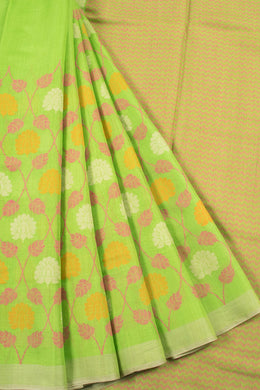 Lime Green Chhattisgarh Tussar Silk Saree 10059706