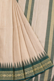 Beige Chhattisgarh Tussar Silk Saree 10059709