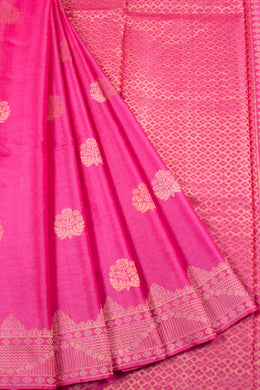 Rose Pink Chhattisgarh Tussar Silk Saree 10059712