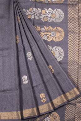 Grey Chhattisgarh Tussar Silk Saree 10059716