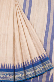 Beige Chhattisgarh Tussar Silk Saree 10059717