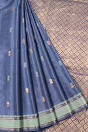 Midnight Blue Chhattisgarh Tussar Silk Saree 10059718