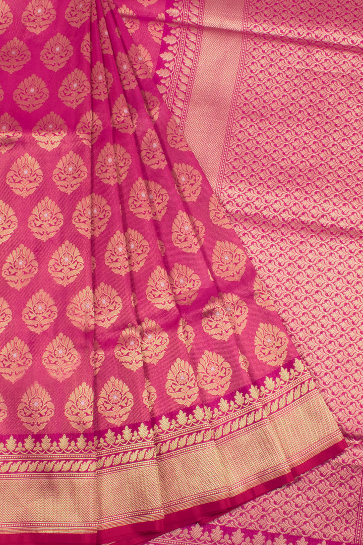 Handloom Banarasi Kadhwa Tissue Katan Silk Saree with Sona Chaandi Floral Butis