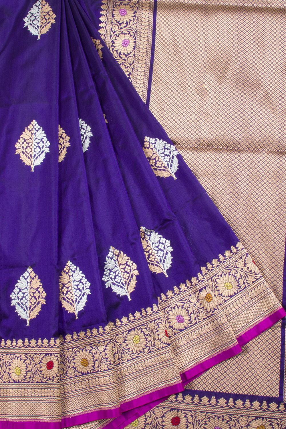 Blue Handloom Banarasi Kadhwa Katan Silk Saree 10061277