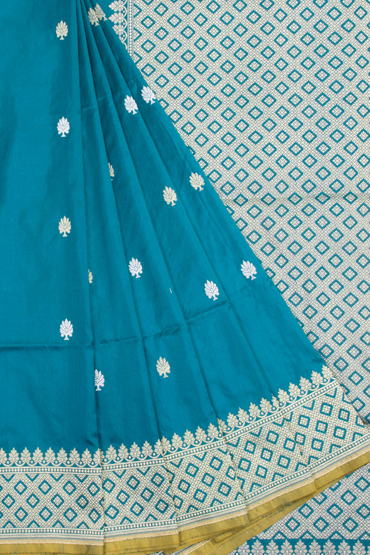 Blue Handloom Banarasi Katan Silk Saree 10061285