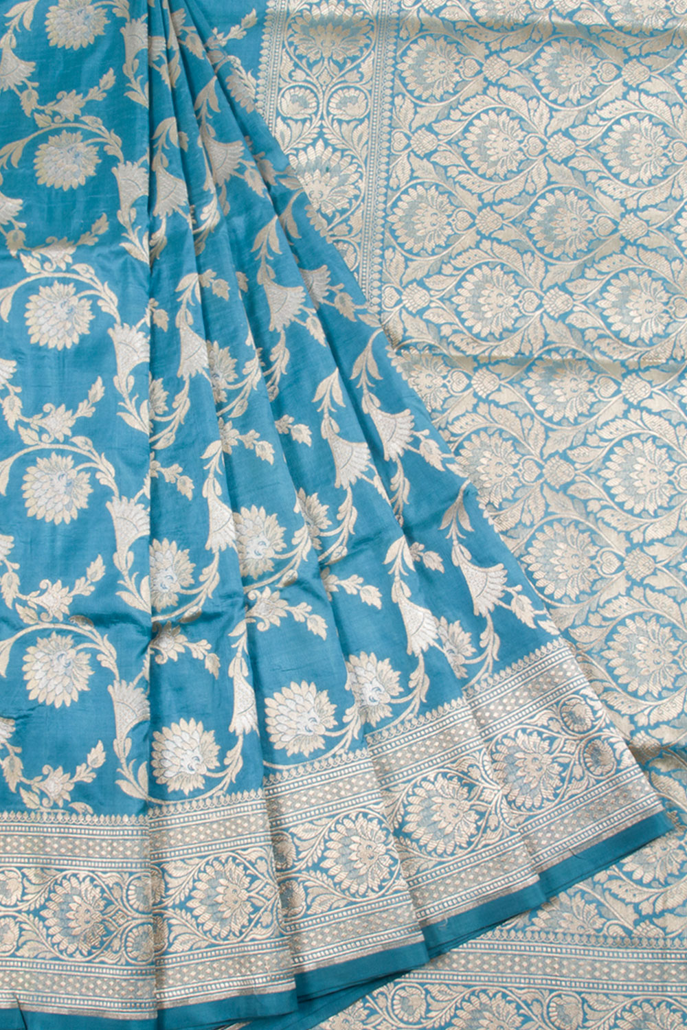 Blue Handloom Banarasi Katan Silk Saree 10061292